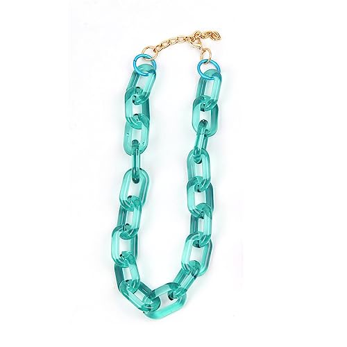 Bohemian-Halskette, Hip-Hop-Arcyl-Halskette, klobig, transparent, bunt, aus Metall, klobig, Statement-Halsband für Damen und Mädchen, Geschenk, Grün Bohemian-Halskette, Hip-Hop-Arcyl-Halskette, klobig, transparent, bunt, aus Metall, klobig, Statement-Halsband für Damen und Mädchen, Geschenk, Grün von ZALTAS