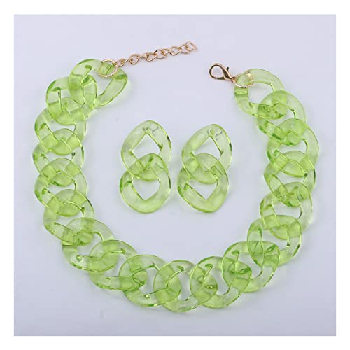 Bunte Acryl Choker Halskette mit transparentem Schlüsselbein Kette Choker Choker Set Hip Hop Party Schmuck Set für Frauen Grün von ZALTAS