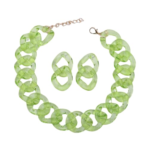 Bunte Acryl-Halskette, klares Schlüsselbein-Kette, Choker, klobige Kette, Choker-Halsketten-Set, Hip-Hop-Party-Schmuck, Damen, Grün Bunte Acryl-Halskette, klares Schlüsselbein-Kette, Choker, klobige Kette, Choker-Halsketten-Set, Hip-Hop-Party-Schmuck, Damen, Grün von ZALTAS