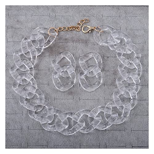Bunte Acryl-Halskette, klares Schlüsselbein-Kette, Choker, klobige Kette, Choker-Halsketten-Set, Hip-Hop-Party-Schmuck, Damen, Weiß Bunte Acryl-Halskette, klares Schlüsselbein-Kette, Choker, klobige Kette, Choker-Halsketten-Set, Hip-Hop-Party-Schmuck, Damen, Weiß von ZALTAS
