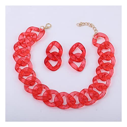 Bunte Acryl-Halskette, klares Schlüsselbein-Kette, Choker, klobige Kette, Choker-Halsketten-Set, Hip-Hop-Party-Schmuck, Damen, rot Bunte Acryl-Halskette, klares Schlüsselbein-Kette, Choker, klobige Kette, Choker-Halsketten-Set, Hip-Hop-Party-Schmuck, Damen, rot von ZALTAS