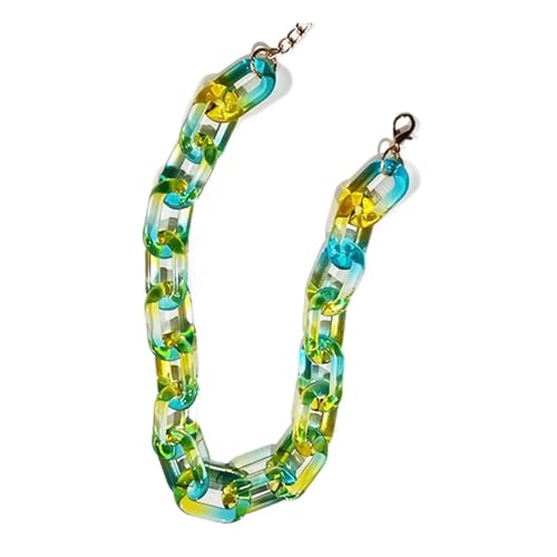Bunte Sommer-Halskette, Acryl, zweifarbig, bemalt, oval, für Damen und Herren, Blau von ZALTAS