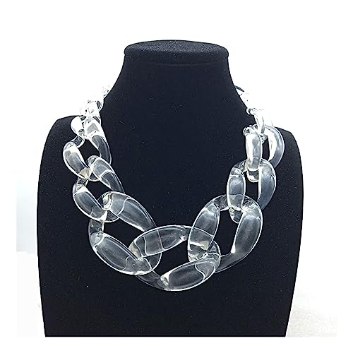 Choker-Halskette, dicke kubanische Kette, Choker-Halskette, buntes transparentes Harz, für Frauen und Mädchen W Choker-Halskette, dicke kubanische Kette, Choker-Halskette, buntes transparentes Harz, für Frauen und Mädchen W von ZALTAS