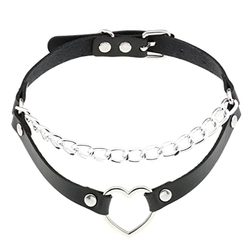 Choker Halskette Verstellbar PU Leder Herz Pfirsich Halskette PU Leder Halskette für Frauen Mädchen Jungen Rocker, Acryl von ZALTAS