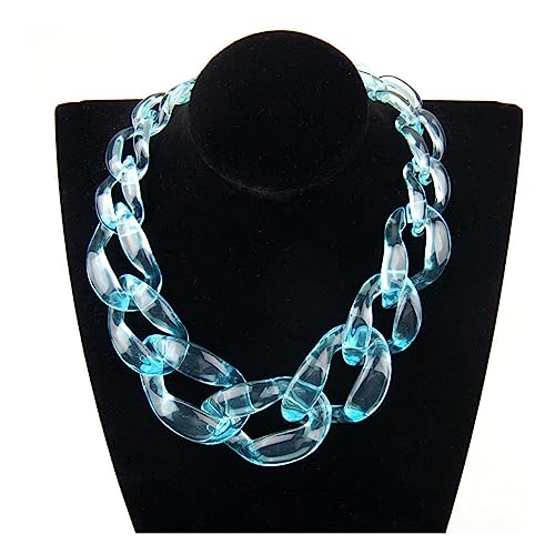 Dicke, kubanische Kette, Choker-Halskette, bunt, transparentes Harz, Choker-Halskette, klobig, Hip-Hop-Statement-Halsband für Damen und Mädchen E von ZALTAS