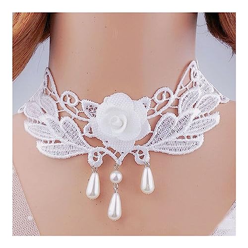 Elegante Vintage Choker Halskette Weiß Spitze Imitation Perle Braut Schmuck für Frauen Hochzeit Schmuck für Frauen Tattoo Quaste Punk D Elegante Vintage Choker Halskette Weiß Spitze Imitation Perle Braut Schmuck für Frauen Hochzeit Schmuck für Frauen Tattoo Quaste Punk D von ZALTAS