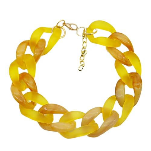 Gelbe klobige Acryl-Halskette, glatte Kette, cooles Statement-Halsband, kubanischer Stil, Schmuck, Geschenk für Frauen und Mädchen, Gelb von ZALTAS