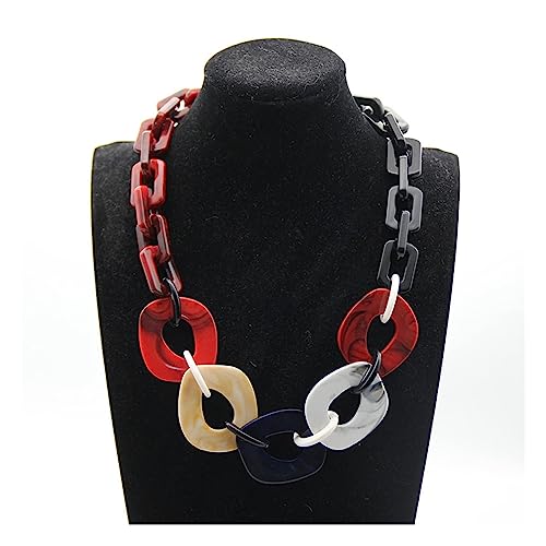 Geometrische Punk-Halskette aus Acryl, große Choker-Halskette, modische Lätzchenkette, Halskette für Damen, zarter Schmuck, verstellbar, für Damen, B von ZALTAS