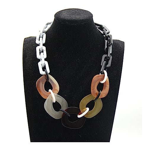 Geometrische Punk-Halskette aus Acryl, große Choker-Halskette, modische Lätzchenkette, Halskette für Damen, zarter Schmuck, verstellbar, für Damen von ZALTAS