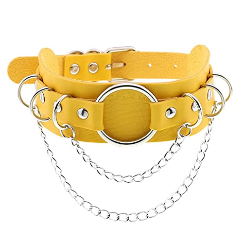 Gothic Punk Choker Halskette PU Leder O-Form Choker Vintage Choker Halskette Halloween Weihnachten Neujahr Geschenk für Frauen Männer W von ZALTAS