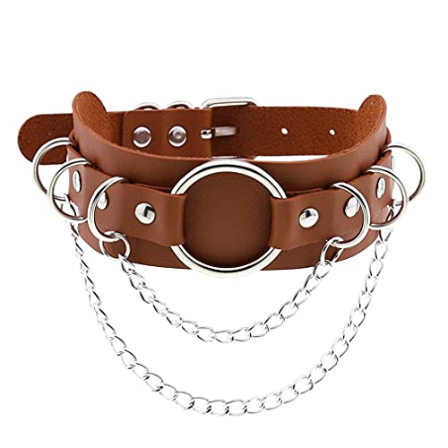 Gothic Punk Choker Halskette PU Leder O-Form Choker Vintage Choker Halskette Halloween Weihnachten Neujahr Geschenk für Frauen Männer Z von ZALTAS