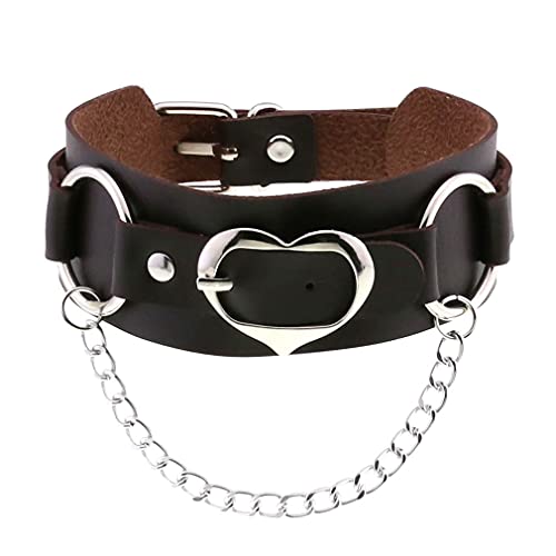 Gothic Punk Herz Choker Halskette Kunstleder Choker Vintage Choker Halskette Halloween Weihnachten Neujahr Geschenk für Frauen Männer, Acryl von ZALTAS