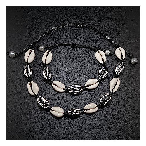 Handgefertigte Muschel-Halskette, Armband, Choker für Damen, Sommer, hawaiianischer Strandschmuck, verstellbar, natürlicher Muschelkragen, Halskette, Seilkette, Armbänder, Sommerschmuck, Größe S von ZALTAS