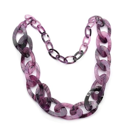 Lange übertriebene Acryl-Halskette, weibliche Persönlichkeit, Retro, Kunstharz, Kunststoff, Pulloverkette, Farben, modischer Acrylschmuck D von ZALTAS