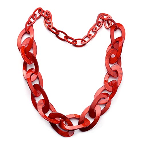 Lange übertriebene Acryl-Halskette für Damen, Persönlichkeit, Retro-Stil, Kunstharz, Kunststoff, Choker-Halskette und Anhänger, Modeschmuck, C von ZALTAS