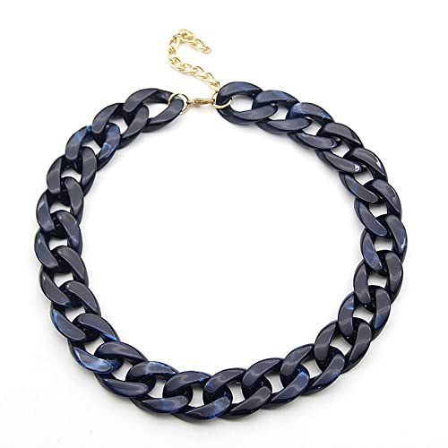 Mehrfarbige Acryl-Kette, Schmuckkette, Büroklammer, Halskette, klobige Kette, Choker-Halskette, für Damen und Mädchen, Blau von ZALTAS
