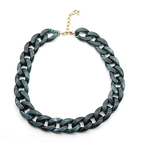 Mehrfarbige Acryl-Kette, Schmuckkette, Büroklammer, Halskette, klobige Kette, Choker-Halskette, für Damen und Mädchen, Grün Mehrfarbige Acryl-Kette, Schmuckkette, Büroklammer, Halskette, klobige Kette, Choker-Halskette, für Damen und Mädchen, Grün von ZALTAS