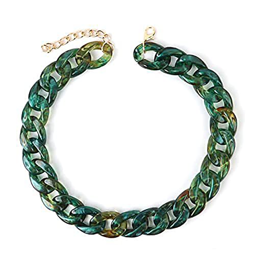 Mehrfarbige Acryl-Kettenhalskette, Schmuckkette, Büroklammerkette, Choker-Halskette, große Kette für Frauen und Mädchen, Grün 1 Mehrfarbige Acryl-Kettenhalskette, Schmuckkette, Büroklammerkette, Choker-Halskette, große Kette für Frauen und Mädchen, Grün 1 von ZALTAS