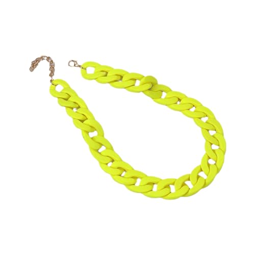 Mehrzweck Harz Regenbogen Kette, Punk Choker Halskette Candy Farbe Acryl Schlüsselbein Halskette für Frauen Mädchen Gelb 1 von ZALTAS