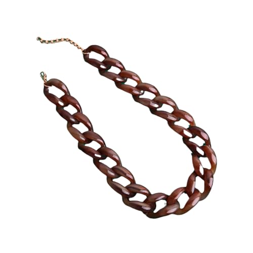 Mode Mehrzweck Fluoreszierende Acryl Halskette Sommer Farbe Choker Halskette für Männer Frauen Acryl Harz Halskette Braun 1 von ZALTAS