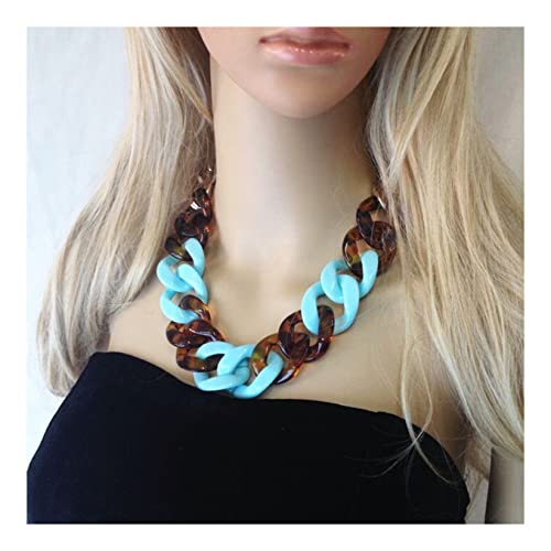 Mode übertriebene Acrylkette Schlüsselbein Kette Ring Schnalle Halskette Kurze Halskette Damen Halsband Schlüsselbein Kette Ring Schnalle Halskette Choker Halskette Blau von ZALTAS