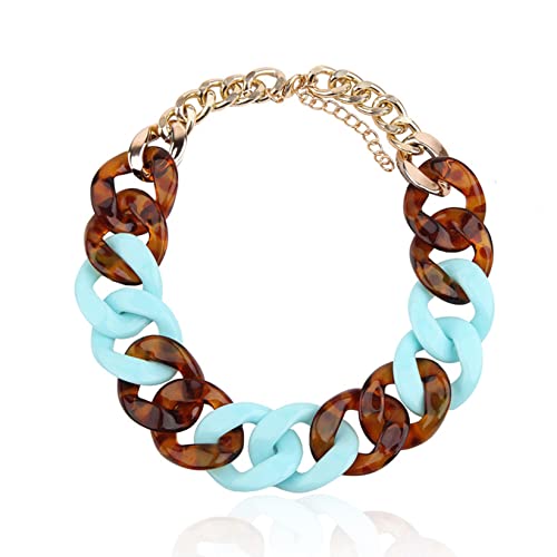 Mode übertriebene Acrylkette Schlüsselbein Kette Ring Schnalle Halskette Kurze Halskette Damen Halsband Schlüsselbein Kette Ring Schnalle Halskette Choker Halskette Blau von ZALTAS