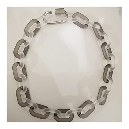 Modische Acryl-Halskette mit Schlüsselbein-Kette, Acryl, farblich passend, für Paare, Edelstahl-Verschluss, Weiß / Schwarz von ZALTAS