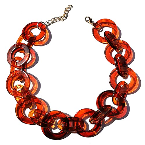 Modische dicke Acryl-Bernstein-All-Match-Ring-Schnalle, übertriebene, trendige Marken-Halskette, Damenmode, übertriebene Choker-Halskette, Braun Modische dicke Acryl-Bernstein-All-Match-Ring-Schnalle, übertriebene, trendige Marken-Halskette, Damenmode, übertriebene Choker-Halskette, Braun von ZALTAS