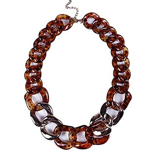 Punk-Acryl-Pullover-Kette, übertriebene, modische und vielseitige Leoparden-Halskette, dicke Kette, Simian-Stil, modische Halskette, Schmuck, Geschenk, Braun von ZALTAS