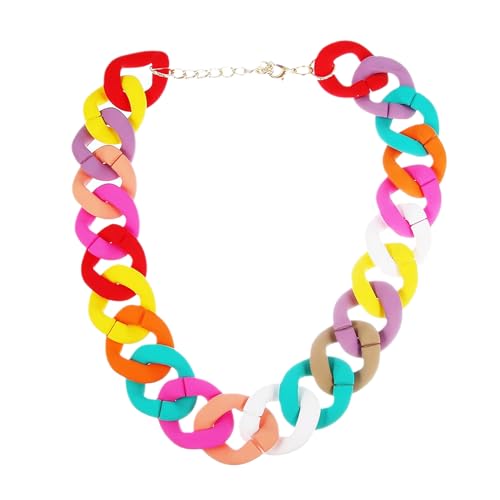 Punk Acryl mattierte Halskette Kubanische Kette Große Anhänger Halskette Damen Chunky Paperclip Choker Halskette Farbe von ZALTAS