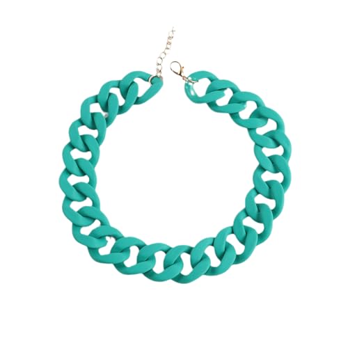 Punk Acryl mattierte Halskette Kubanische Kette Großer Anhänger Halskette Damen Chunky Paperclip Choker Halskette Blau von ZALTAS