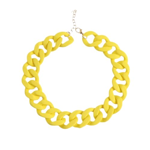 Punk Acryl mattierte Halskette Kubanische Kette Großer Anhänger Halskette Damen Chunky Paperclip Choker Halskette Gelb von ZALTAS