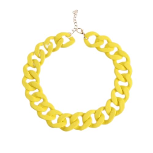 Punk Acryl mattierte Halskette Kubanische Kette Großer Anhänger Halskette Damen Chunky Paperclip Choker Halskette Gelb von ZALTAS
