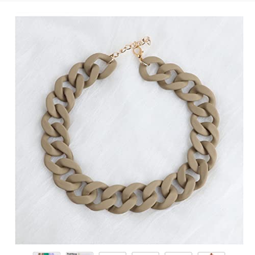 Punk Acryl mattierte Halskette Kubanische Kette Großer Anhänger Halskette Damen Chunky Paperclip Choker Halskette Khaki Punk Acryl mattierte Halskette Kubanische Kette Großer Anhänger Halskette Damen Chunky Paperclip Choker Halskette Khaki von ZALTAS