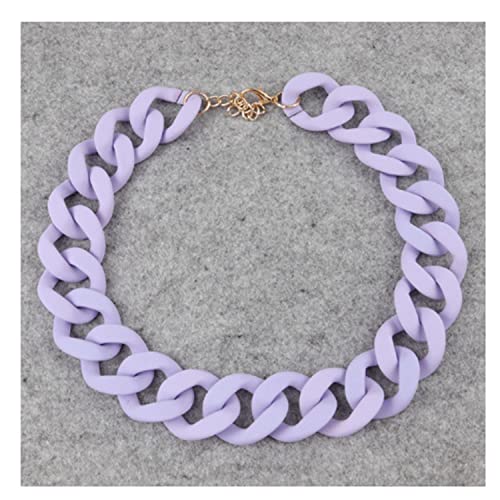 Punk Acryl mattierte Halskette Kubanische Kette Großer Anhänger Halskette Damen Chunky Paperclip Choker Halskette Lila von ZALTAS