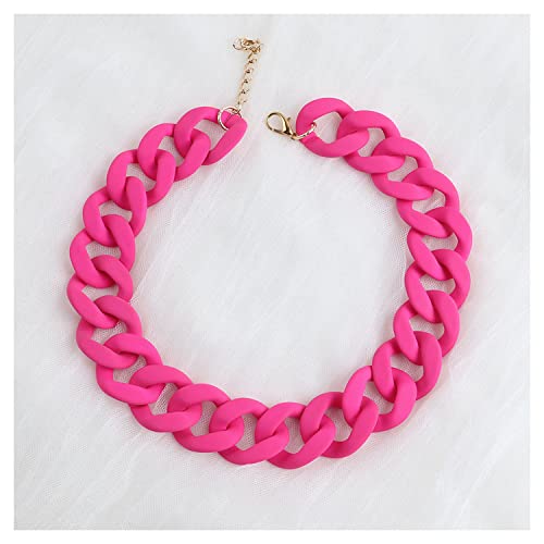 Punk Acryl mattierte Halskette Kubanische Kette Großer Anhänger Halskette Damen Chunky Paperclip Choker Halskette Rose Rot von ZALTAS