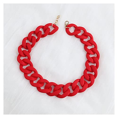 Punk Acryl mattierte Halskette Kubanische Kette Großer Anhänger Halskette Damen Chunky Paperclip Choker Halskette Rot Punk Acryl mattierte Halskette Kubanische Kette Großer Anhänger Halskette Damen Chunky Paperclip Choker Halskette Rot von ZALTAS