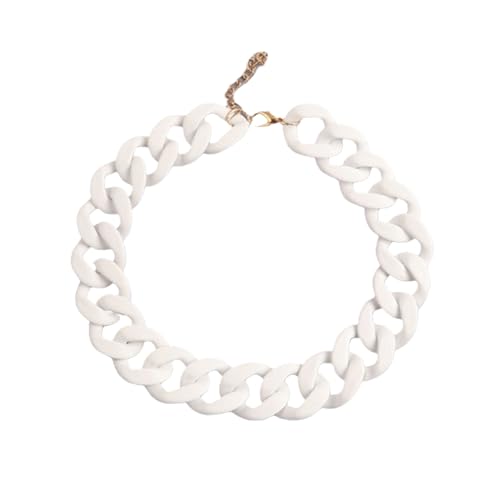 Punk Acryl mattierte Halskette Kubanische Kette Großer Anhänger Halskette Damen Chunky Paperclip Choker Halskette Weiß von ZALTAS