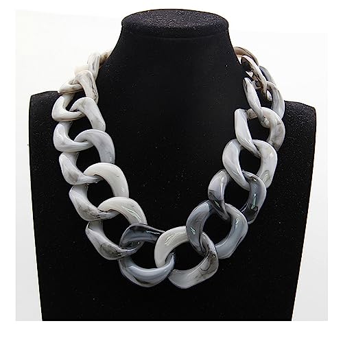 Übertriebene Retro-Kette aus grünem Acryl für Damen, dicke Gliederkette, Harz, Gliederkette, Choker-Halskette, Statement-Halsband, Geschenk, W von ZALTAS