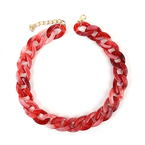 Übertriebene mehrfarbige Acryl-Kette, Schmuckkette, Büroklammerkette, Halskette, klobige Kette, Choker-Halskette für Damen und Mädchen, Rot 1 Übertriebene mehrfarbige Acryl-Kette, Schmuckkette, Büroklammerkette, Halskette, klobige Kette, Choker-Halskette für Damen und Mädchen, Rot 1 von ZALTAS