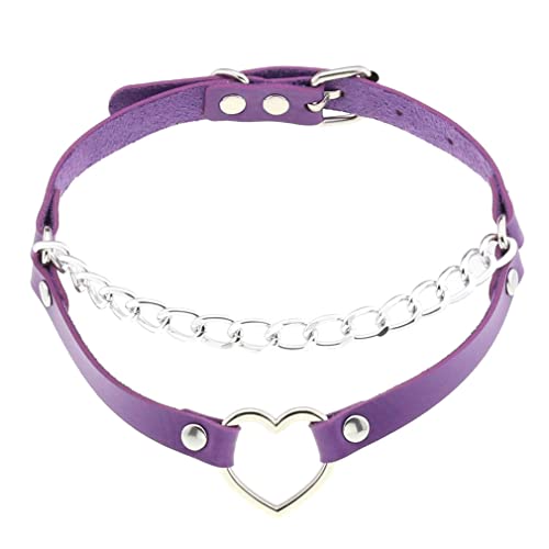 Verstellbar PU Leder Choker Halskette, Pfirsichherz Liebe Halskette, PU Leder Halskette für Frauen Mädchen Jungen Rocker R von ZALTAS