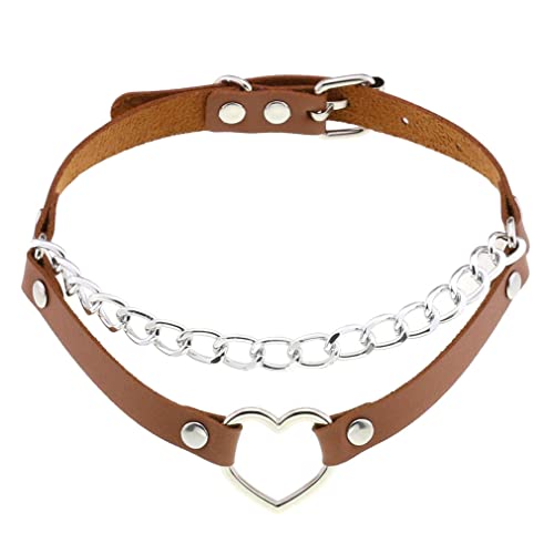 Verstellbares PU-Leder-Halsband, Pfirsichherz, Liebes-Halskette, PU-Lederhalsband für Damen, Mädchen, Jungen, Rockers F von ZALTAS
