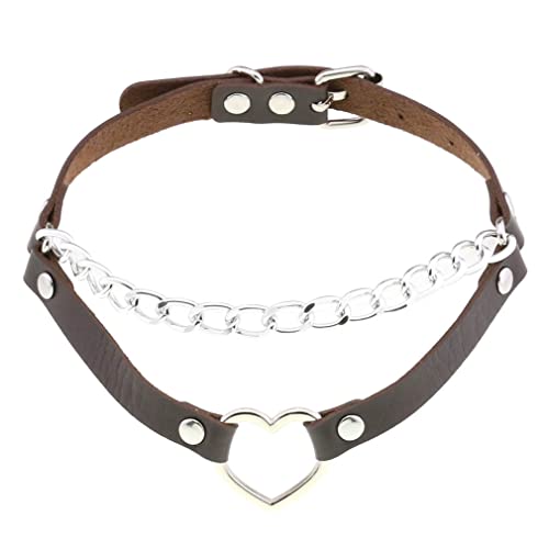 Verstellbares PU-Leder-Halsband, Pfirsichherz, Liebes-Halskette, PU-Lederhalsband für Damen, Mädchen, Jungen, Rockers H Verstellbares PU-Leder-Halsband, Pfirsichherz, Liebes-Halskette, PU-Lederhalsband für Damen, Mädchen, Jungen, Rockers H von ZALTAS