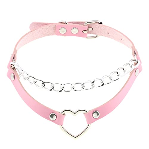 Verstellbares PU-Leder-Halsband, Pfirsichherz, Liebes-Halskette, PU-Lederhalsband für Damen, Mädchen, Jungen, Rockers O Verstellbares PU-Leder-Halsband, Pfirsichherz, Liebes-Halskette, PU-Lederhalsband für Damen, Mädchen, Jungen, Rockers O von ZALTAS