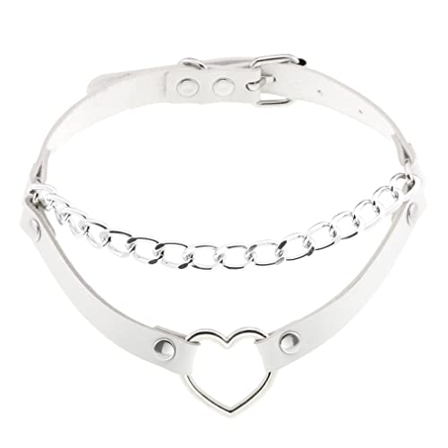 Verstellbares PU-Leder-Halsband, Pfirsichherz, Liebes-Halskette, PU-Lederhalsband für Damen, Mädchen, Jungen, Rockers Q von ZALTAS