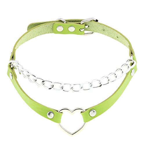 Verstellbares PU-Leder-Halsband, Pfirsichherz, Liebes-Halskette, PU-Lederhalsband für Damen, Mädchen, Jungen, Rockers T von ZALTAS