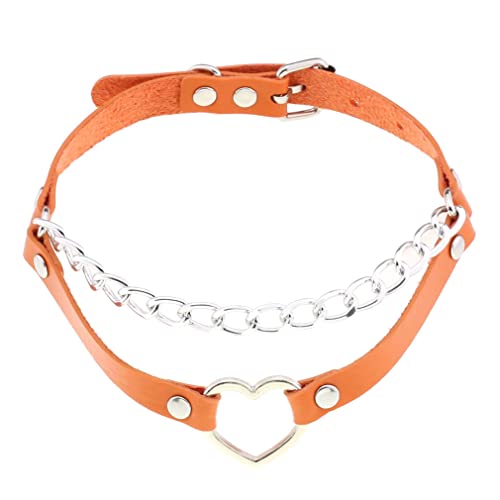 Verstellbares PU-Leder-Halsband, Pfirsichherz, Liebes-Halskette, PU-Lederhalsband für Damen, Mädchen, Jungen, Rockers U von ZALTAS