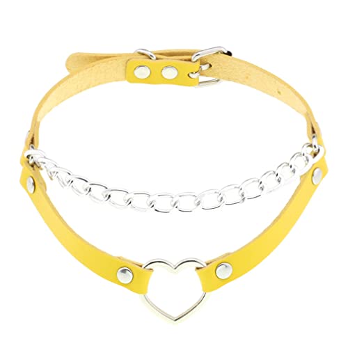 Verstellbares PU-Leder-Halsband, Pfirsichherz, Liebes-Halskette, PU-Lederhalsband für Damen, Mädchen, Jungen, Rockers W von ZALTAS