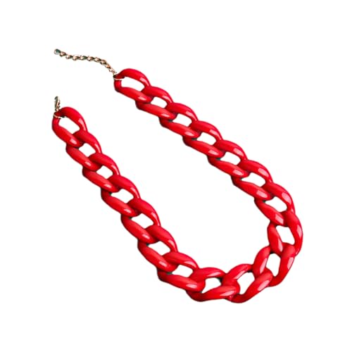 Vielseitige modische fluoreszierende Acryl-Halskette, Sommerfarbe, Choker, Schlüsselbeinkette, Halskette für Damen und Herren, Acrylharzkette, Rot Vielseitige modische fluoreszierende Acryl-Halskette, Sommerfarbe, Choker, Schlüsselbeinkette, Halskette für Damen und Herren, Acrylharzkette, Rot von ZALTAS