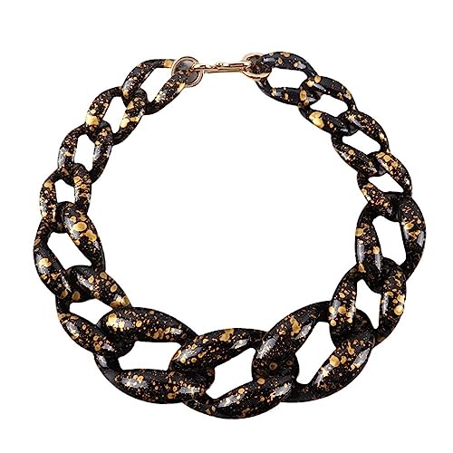 Vintage Acryl Cuban Link Chain Choker Hip Hop Gold Pulver Halskette Schwarz Weiß Chunky Halskette Punk Prom Party Schmuck für Männer Frauen Schwarz von ZALTAS